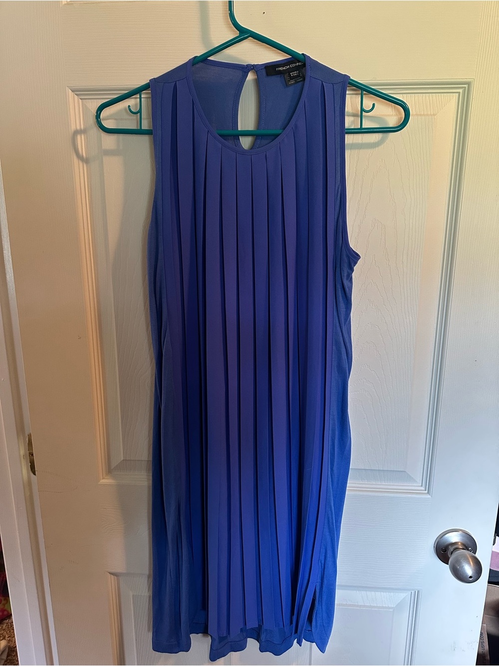 French Connection Pleated Sleeveless Midi Dress in Blue
